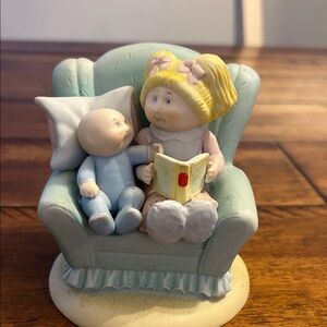 Charming Vintage Cabbage Patch Kids Pastel Figurine - Mother and Child on Sofa